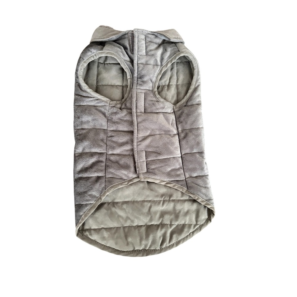 Weighted Quilted Dog Vest Gray Plush Calming Pet Jacket Glass Bead Fill RN100350